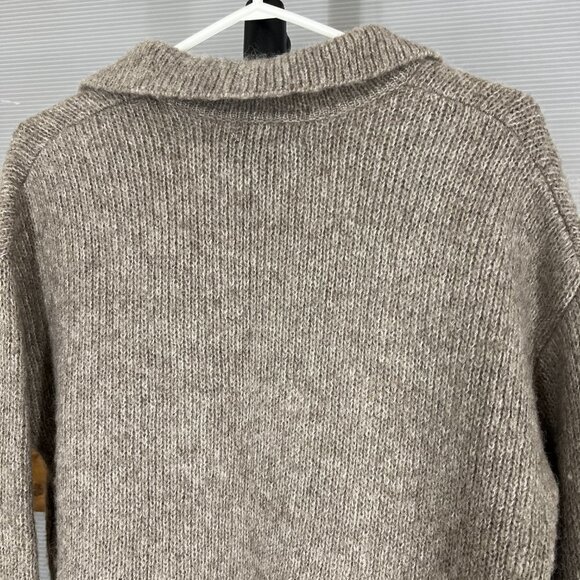 Rachel Zoe Wool Blend ColorBlock‎ Stripe Mid Length Knit Open Cardigan Brown Tan - Picture 7 of 15